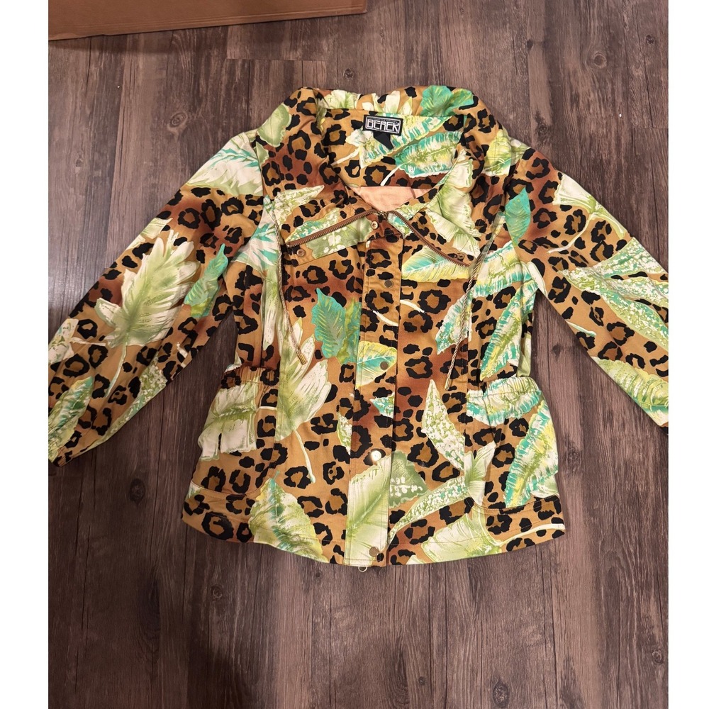 Berek Tropical Leopard Print Utility Jacket Gold Hardware Mens Medium - Picture 4 of 16